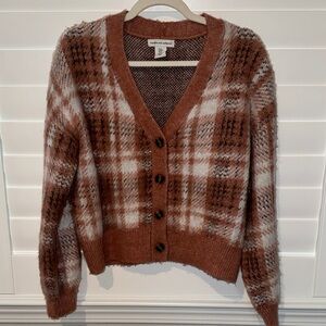 Cupcakes & Cashmere Plaid Button-Up Women Sweater